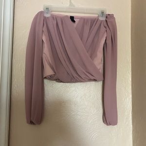 Pale pink, off the shoulder, crop top